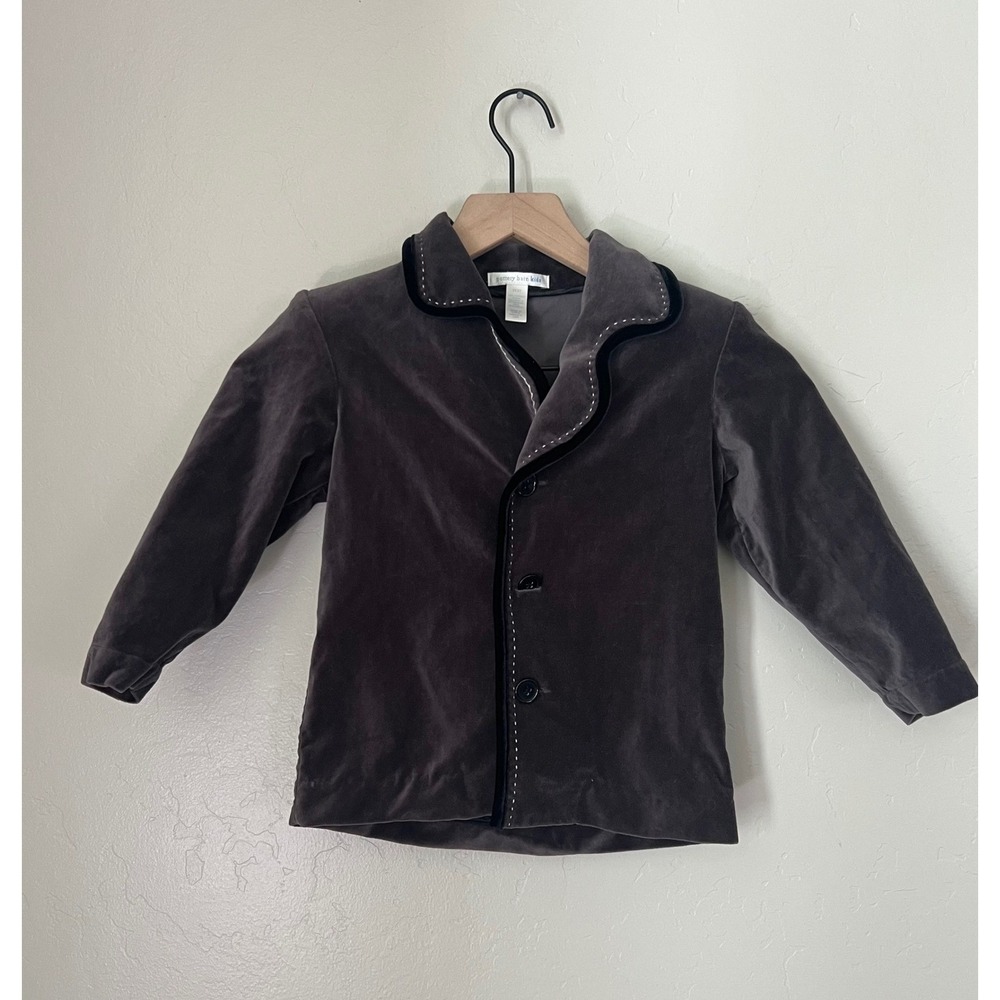 Pottery Barn Kids Velvet‎ Blazer Jacket 2T-3T Gray Black Trim